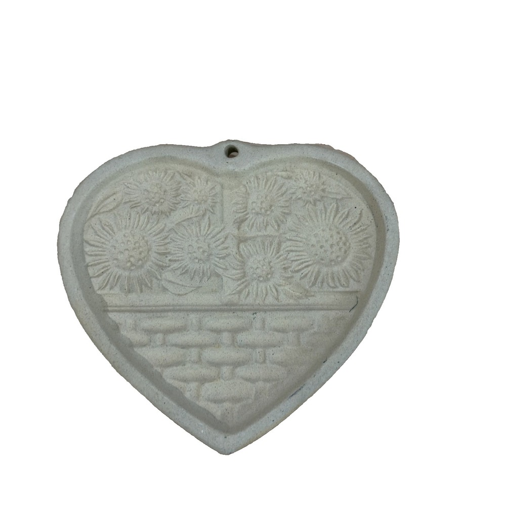 Pampered Chef Cookie Mold Sunflower Basket Heart Beige Vintage 1994 Stoneware OS